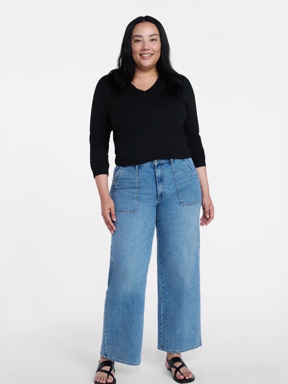 High Rise Wide Leg Utility Jeans Size 14 (NEW) - Picture 4 of 5